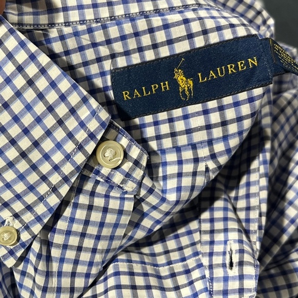 Ralph Lauren Blue Shirt Checkered Long Sleeve Button Down Shirt - Picture 6 of 8